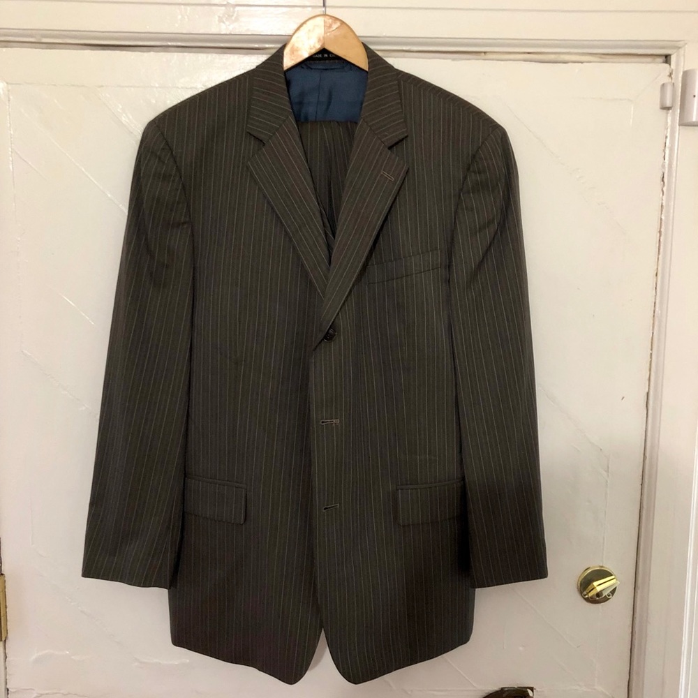 Paul Fredrick 3 Piece Cocoa Stripe 3 Button Suit